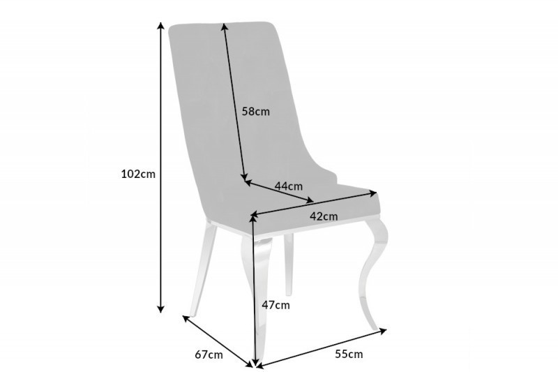 Chaises design capitonné PAULA avec pied baroque en acier inoxydable, velours, taupe