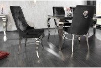 Chaises design capitonné PAULA avec pied baroque en acier inoxydable, velours, taupe