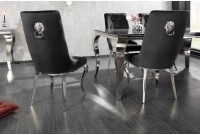 Chaises design capitonné PAULA avec pied baroque en acier inoxydable, velours, taupe