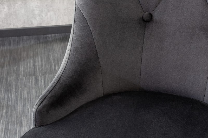 Chaises design capitonné PAULA avec pied baroque en acier inoxydable, velours, taupe