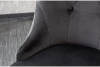 Chaises design capitonné PAULA avec pied baroque en acier inoxydable, velours, taupe