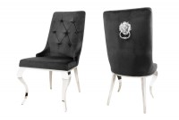 Chaises design capitonné PAULA avec pied baroque en acier inoxydable, velours, taupe