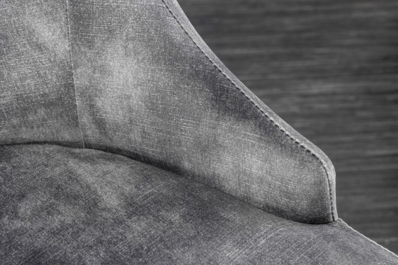 Chaises design capitonné PAULA avec pied baroque en acier inoxydable, velours, gris, doré