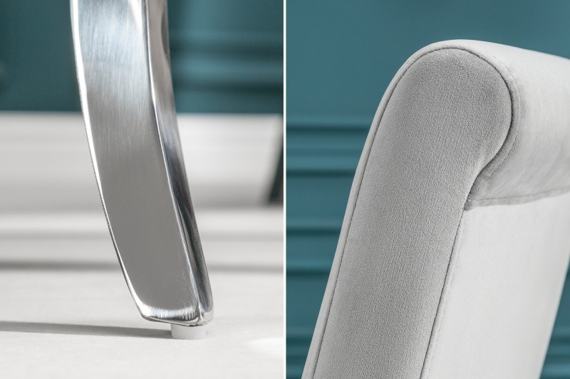 Chaise de salle à manger design baroque coloris gris argenté
