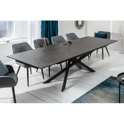 Table à manger 180-220-260cm céramique  aspect de pierre graphite 2