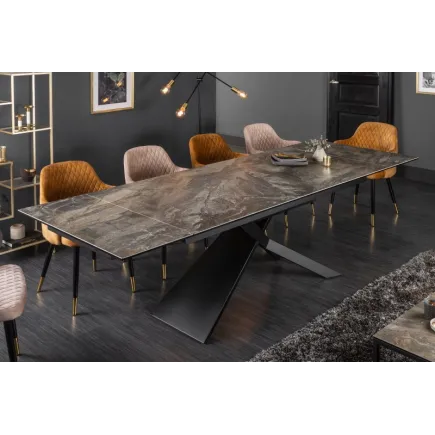 Table à manger extensible 180-220-260cm céramique  aspect marbre foncé 2