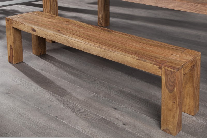 Banquette 140 cm design en bois massif sheesham