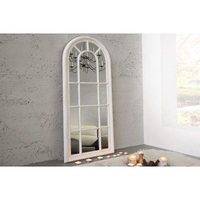 Miroir design Fenêtre avec cadre en bois blanc