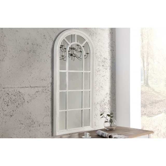 Miroir design Fenêtre avec cadre en bois blanc