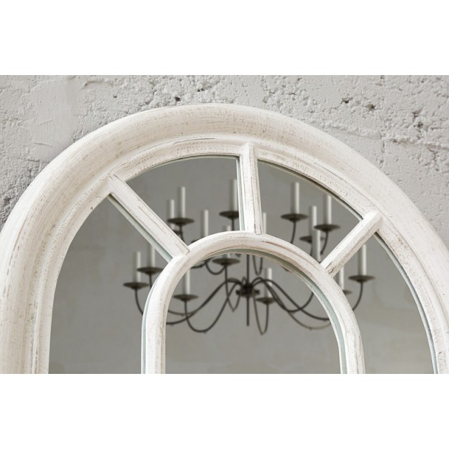 Miroir design Fenêtre avec cadre en bois blanc
