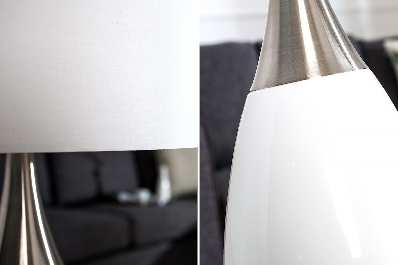 Lampe à poser moderne en métal et en toile de couleur blanche
