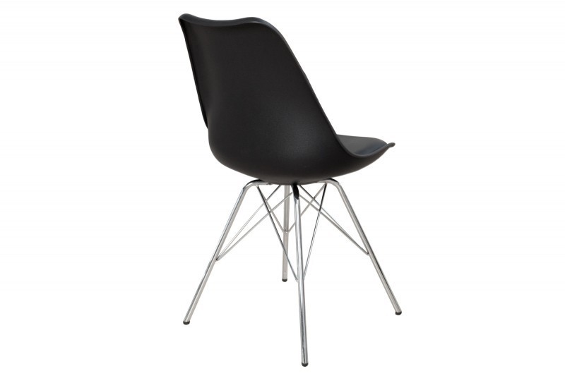 Ensemble de 4 chaises style scandinaves en simili cuir noir et piétement métallique