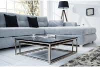 Ensemble de 2 tables basses moderne en MDF coloris noir laqué