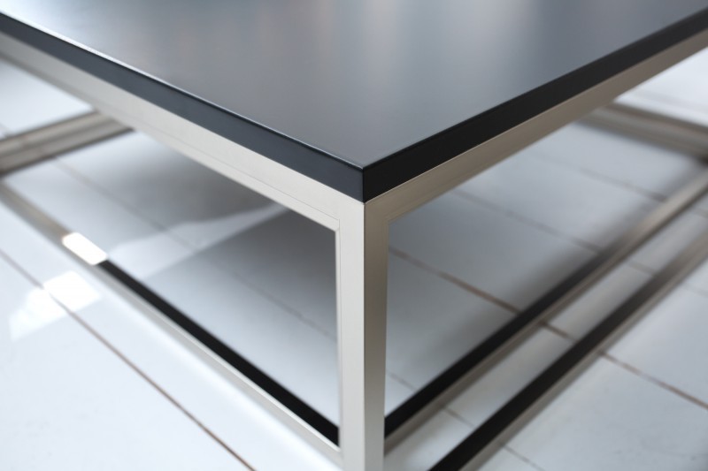 Ensemble de 2 tables basses moderne en MDF coloris noir laqué