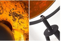 Lampadaire trépied design en acier inoxydable et en aluminium coloris noir et or