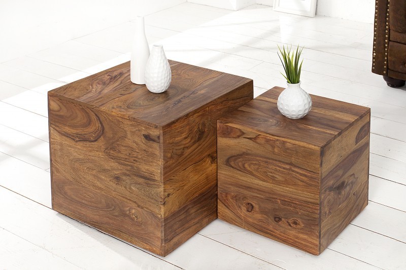 Table d'appoint en bois massif design carré
