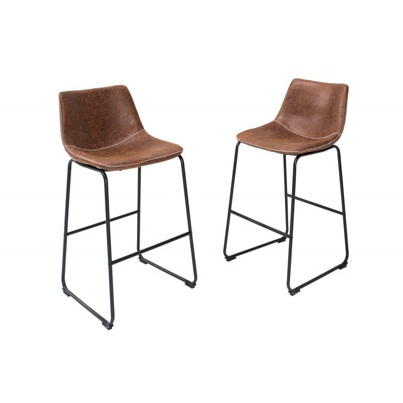 2 tabourets de bar design coloris brun