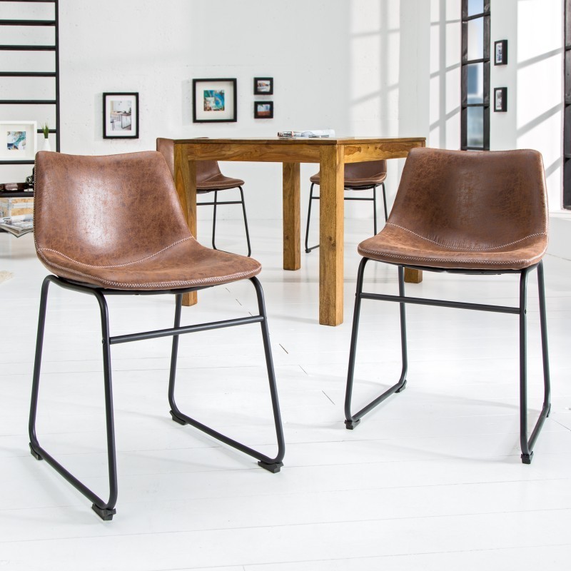 2 tabourets de bar design coloris brun