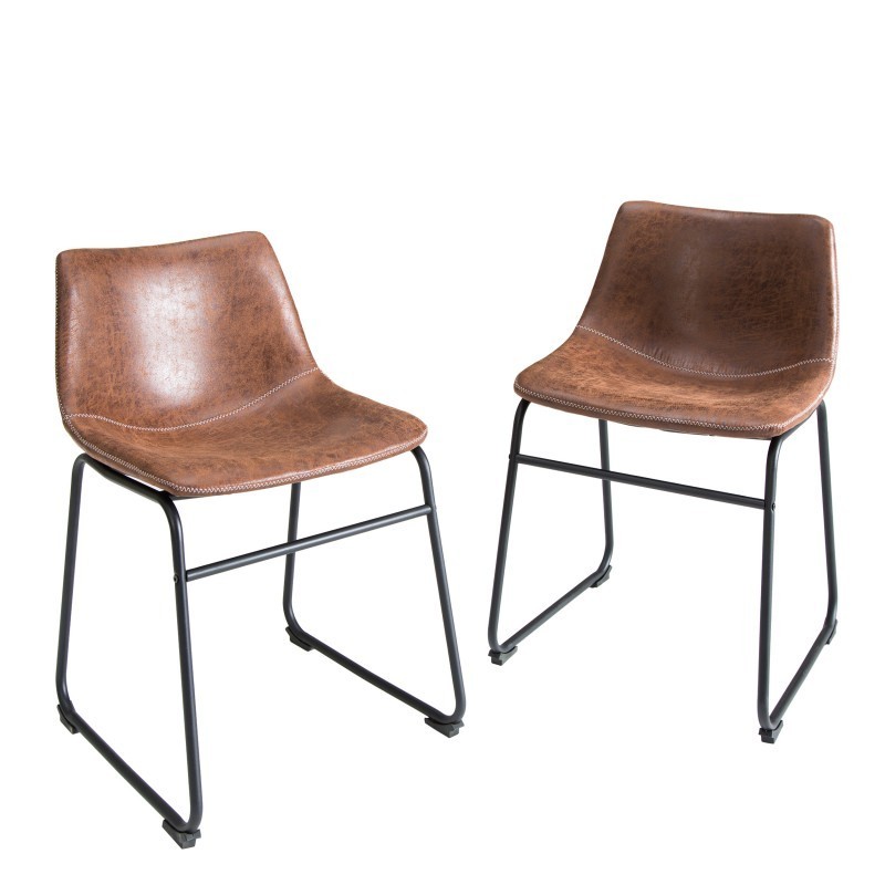 2 tabourets de bar design coloris brun