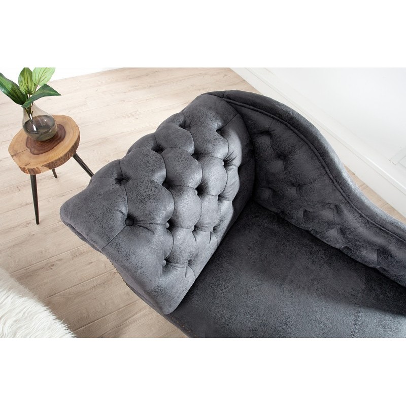 Meridienne Chesterfield en microfibre gris