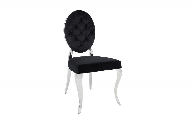 Chaise baroque en velours noir style capitonné
