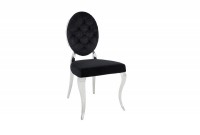Chaise baroque en velours noir style capitonné