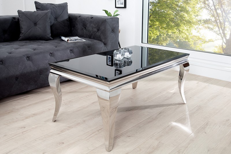 Table basse noir/argenté de style baroque 100 cm
