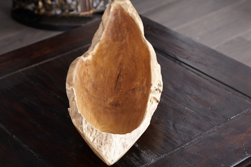 Grand Bol Décoratif 60cm en Bois de Teck Massif - Centre de Table Artisanal