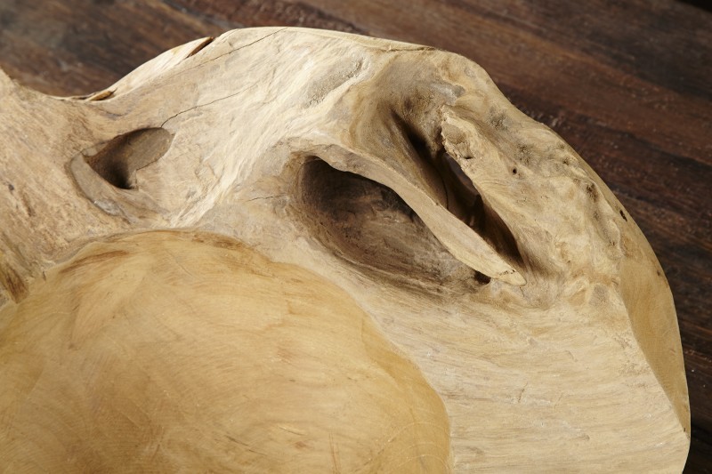 Corbeille de fruit design naturel de 40 cm en bois du teck massif