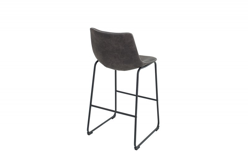 Lot de 2 tabourets de bar design vintage coloris gris en microfibre