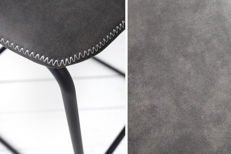 Lot de 2 tabourets de bar design vintage coloris gris en microfibre