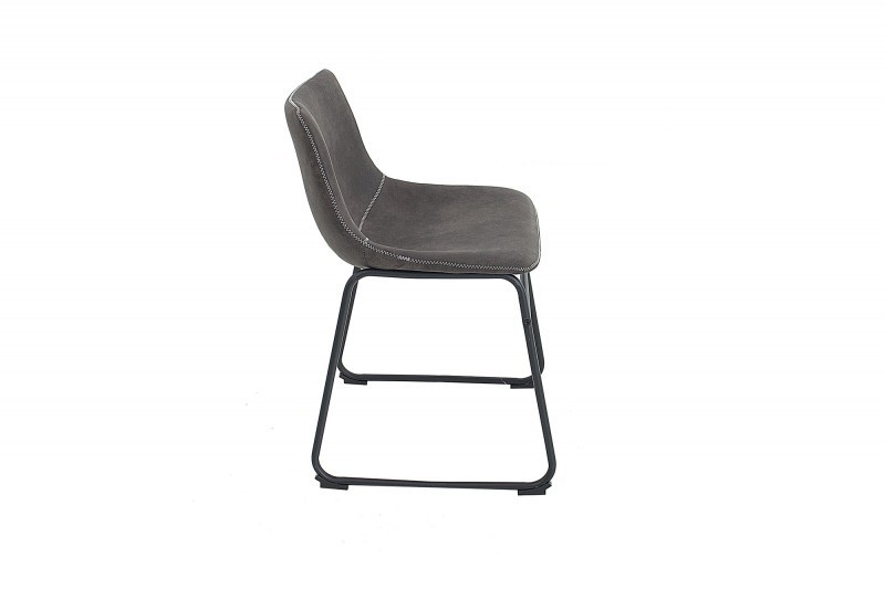 Lot de 2 chaises de salle à manger design vintage coloris gris en microfibre