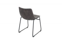 Lot de 2 chaises de salle à manger design vintage coloris gris en microfibre