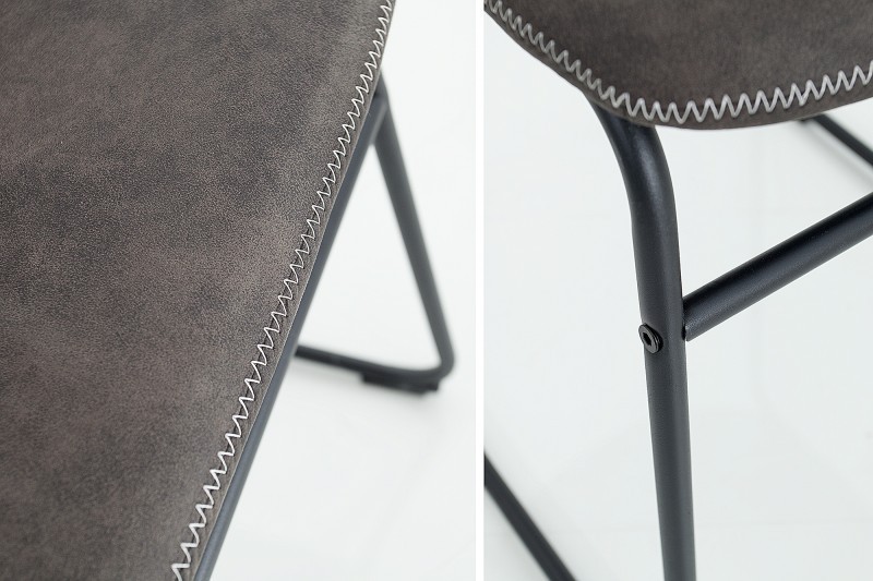 Lot de 2 chaises de salle à manger design vintage coloris gris en microfibre
