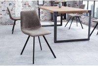 Lot de 4 chaises de salle à manger design scandinave coloris gris taupe en microfibre