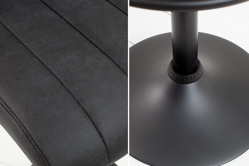 Lot de 2 tabourets de bar design coloris gris vintage en microfibre
