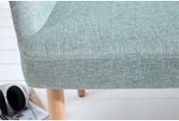 Banc design scandinave coloris citron vert en tissu avec pieds en bois massif