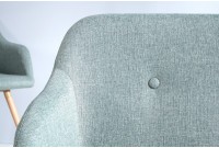 Banc design scandinave coloris citron vert en tissu avec pieds en bois massif
