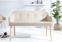 Banc design scandinave en tissu avec pieds en bois massif