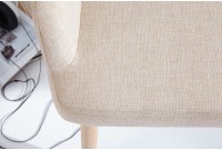 Banc design scandinave en tissu avec pieds en bois massif