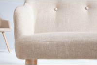 Banc design scandinave en tissu avec pieds en bois massif
