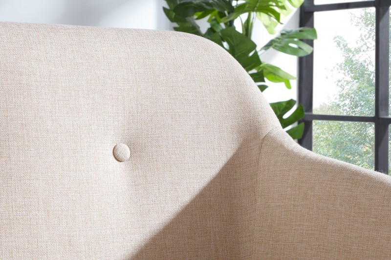 Banc design scandinave en tissu avec pieds en bois massif