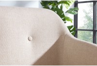 Banc design scandinave en tissu avec pieds en bois massif
