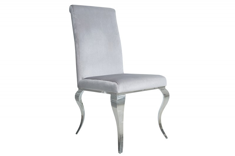 Chaise de salle à manger design baroque coloris gris argenté