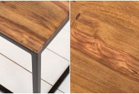 Table de salon contemporaine de 100cm en bois massif et métal coloris naturel et noir