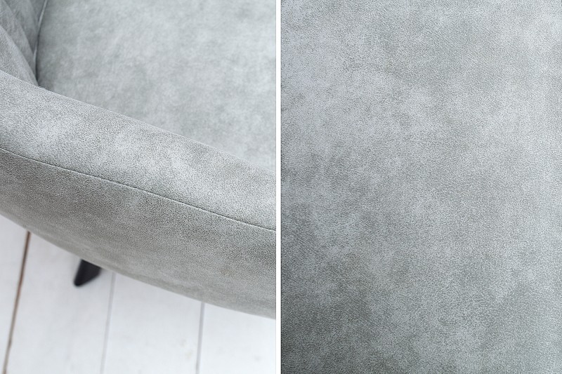 Chaise de salle à manger design vintage de couleur gris pierre en microfibre