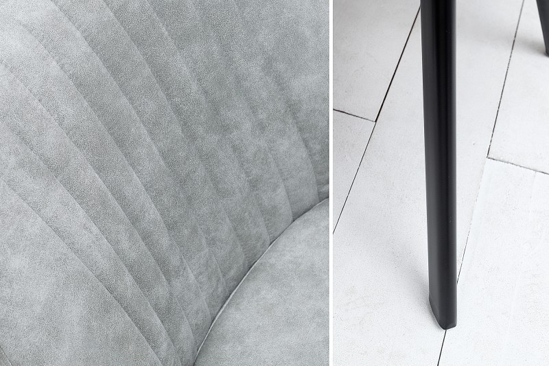 Chaise de salle à manger design vintage de couleur gris pierre en microfibre