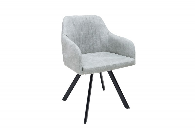 Chaise de salle à manger design vintage de couleur gris pierre en microfibre
