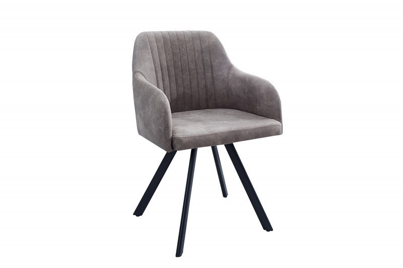 Chaise de salle à manger design vintage de couleur gris taupe en microfibre