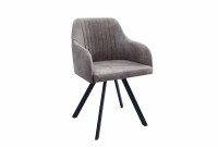 Chaise de salle à manger design vintage de couleur gris taupe en microfibre